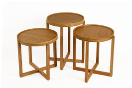 Hanah Home Milas 3 - Oak v2 Juego de mesas apilables de 3 piezas
